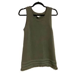 Sleeveless Olive Green Distressed Pullover Sweater